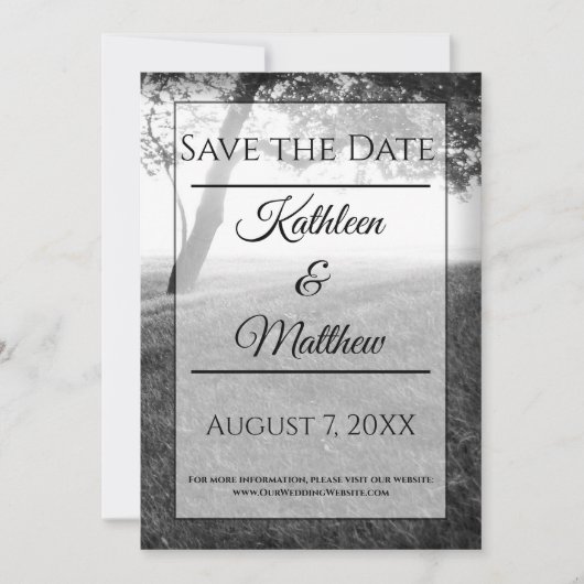 Schwarz-Weiß-Hochzeit im Freien speichern Sie das  Save The Date (Vorderseite)