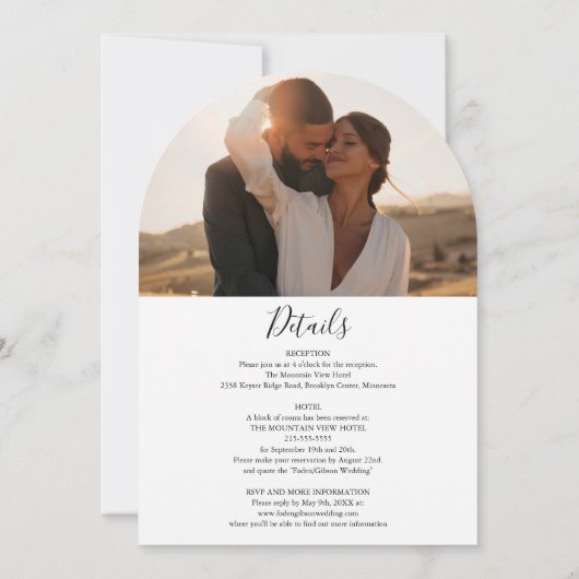 Schwarz-Weiß-Hochzeit in einem Foto Einladung (Rückseite)