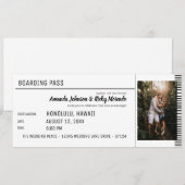 Schwarz-Weiß-Hochzeit in Urlaubsort mit Foto Einladung (Vorne/Hinten)