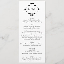 Schwarz-Weiß-Hochzeit Menükarte