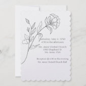 Schwarz-Weiß-Hochzeit Minimalistischer Blumen Einladung (Rückseite)