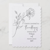 Schwarz-Weiß-Hochzeit Minimalistischer Blumen Einladung (Vorderseite)