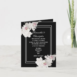 Schwarz-Weiß-Hochzeit mit Blumen Einladung