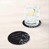 Schwarz-Weiß-Hochzeit mit Blumenmuster speichern d Runder Pappuntersetzer (Vor Ort)