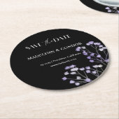 Schwarz-Weiß-Hochzeit mit Blumenmuster speichern d Runder Pappuntersetzer (Angewinkelt)