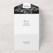 Schwarz-Weiß-Hochzeit mit botanischer Flora All In One Einladung (Außenbereich)