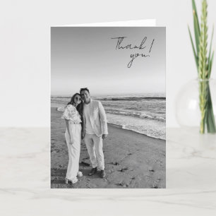 Schwarz-Weiß-Hochzeit mit Foto Dankeskarte