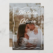 Schwarz-Weiß-Hochzeit mit handgezogenen Grenzen Einladung (Vorne/Hinten)