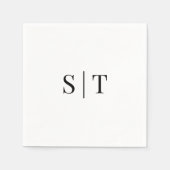 Schwarz-Weiß-Hochzeit Monogram Napkins Serviette (Vorderseite)