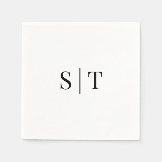 Schwarz-Weiß-Hochzeit Monogram Napkins Serviette (Vorderseite)