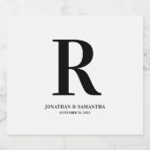 Schwarz-Weiß-Hochzeit-Monogram-Sparkling Schaumweinetikett (Einzelnes Label)