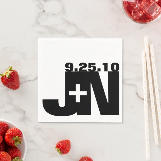 Schwarz-Weiß-Hochzeit Napkin Serviette (Beispiel)