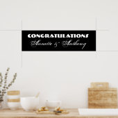Schwarz-Weiß-Hochzeit- oder Verlobung-Banner Poster (Küche)