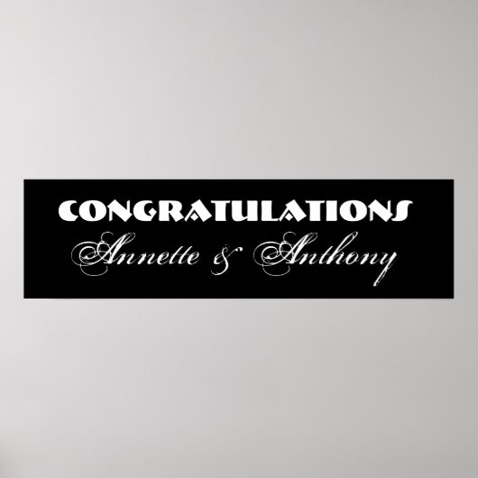 Schwarz-Weiß-Hochzeit- oder Verlobung-Banner Poster (Vorne)