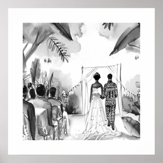Schwarz-Weiß-Hochzeit Poster (Vorne)