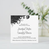 Schwarz-Weiß-Hochzeit-Probe-Dinner lädt ein Einladung (Stehend Vorderseite)