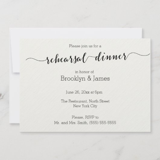 Schwarz-Weiß-Hochzeit-Probe lädt ein Einladung (Rückseite)