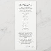 Schwarz-Weiß-Hochzeit Programm (Rückseite)