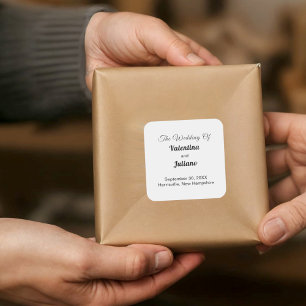 Schwarz-Weiß Hochzeit Quadratischer Aufkleber