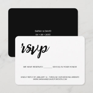 Schwarz weiß Hochzeit reservierte Sitzplätze Hochz RSVP Karte