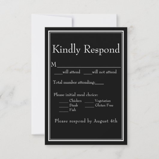 Schwarz-Weiß-Hochzeit RSVP Karte (Vorderseite)