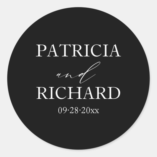 Schwarz-Weiß-Hochzeit Runder Aufkleber (Vorderseite)