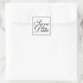 Schwarz-Weiß-Hochzeit Save the Date Quadratischer Aufkleber (Tasche)