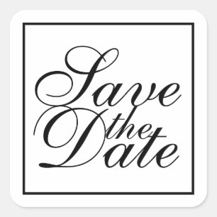 Schwarz-Weiß-Hochzeit Save the Date Quadratischer Aufkleber