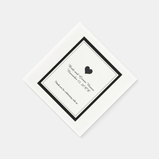Schwarz-Weiß-Hochzeit Serviette (Ecke)