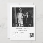 Schwarz-Weiß-Hochzeit speichern Sie das Date-Foto Einladung (Rückseite)