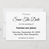 Schwarz-Weiß-Hochzeit speichert das Datum Save The Date (Vorderseite)