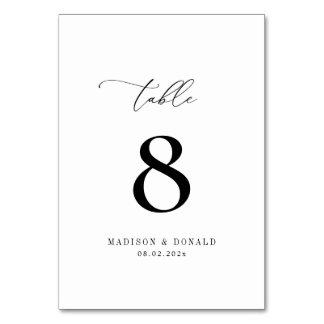 Schwarz-Weiß-Hochzeit-Tischnummer Tischnummer