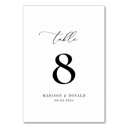 Schwarz-Weiß-Hochzeit-Tischnummer Tischnummer (Vorderseite)
