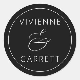 Schwarz-Weiß-Hochzeit-Umschlag Aufkleber