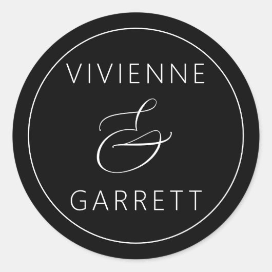 Schwarz-Weiß-Hochzeit-Umschlag Aufkleber (Vorderseite)