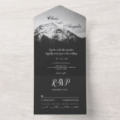 Schwarz-Weiß-Hochzeit unter den Bergen All In One Einladung (Innen Boden)
