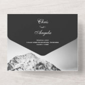 Schwarz-Weiß-Hochzeit unter den Bergen All In One Einladung (Rückseite)