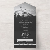 Schwarz-Weiß-Hochzeit unter den Bergen All In One Einladung (Innen Boden)