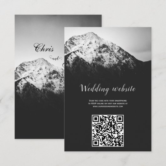 Schwarz-Weiß-Hochzeit unter den Bergen Begleitkarte (Vorne/Hinten)