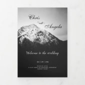 Schwarz-Weiß-Hochzeit unter den Bergen Dreifach-gefaltete Programmkarte (Cover)