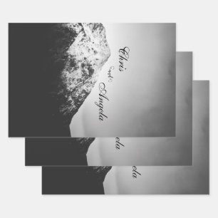 Schwarz-Weiß-Hochzeit unter den Bergen Geschenkpapier Set