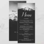 Schwarz-Weiß-Hochzeit unter den Bergen Menükarte (Vorne/Hinten)