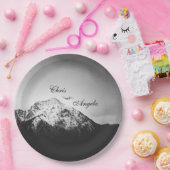 Schwarz-Weiß-Hochzeit unter den Bergen Pappteller (Party)