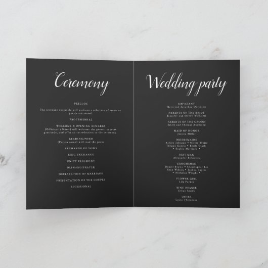 Schwarz-Weiß-Hochzeit unter den Bergen Programm (Innenseite)