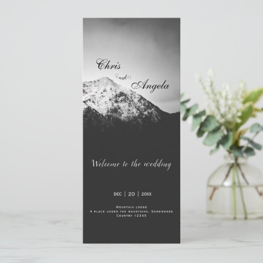 Schwarz-Weiß-Hochzeit unter den Bergen Programm (Stehend Vorderseite)