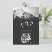 Schwarz-Weiß-Hochzeit unter den Bergen RSVP Karte (Stehend Vorderseite)