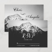 Schwarz-Weiß-Hochzeit unter den Bergen RSVP Karte (Vorne/Hinten)