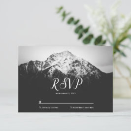 Schwarz-Weiß-Hochzeit unter den Bergen RSVP Karte