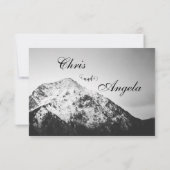 Schwarz-Weiß-Hochzeit unter den Bergen RSVP Karte (Rückseite)