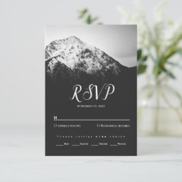 Schwarz-Weiß-Hochzeit unter den Bergen RSVP Karte